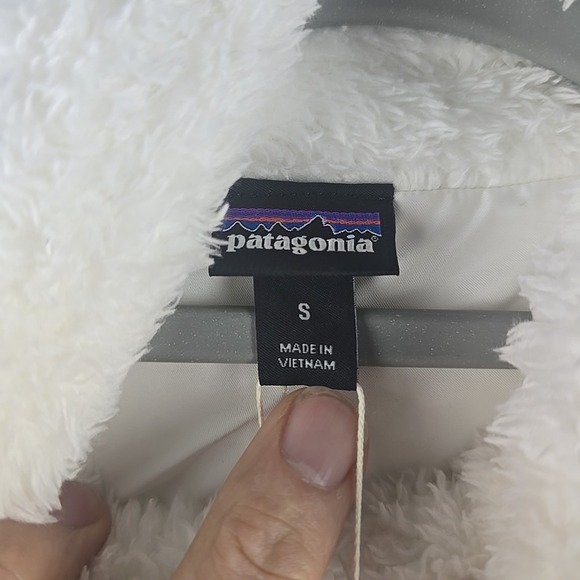 Patagonia Vest Women Small Birch White Los Gatos Sherpa Fleece Full Zip Logo NWT - Picture 5 of 8